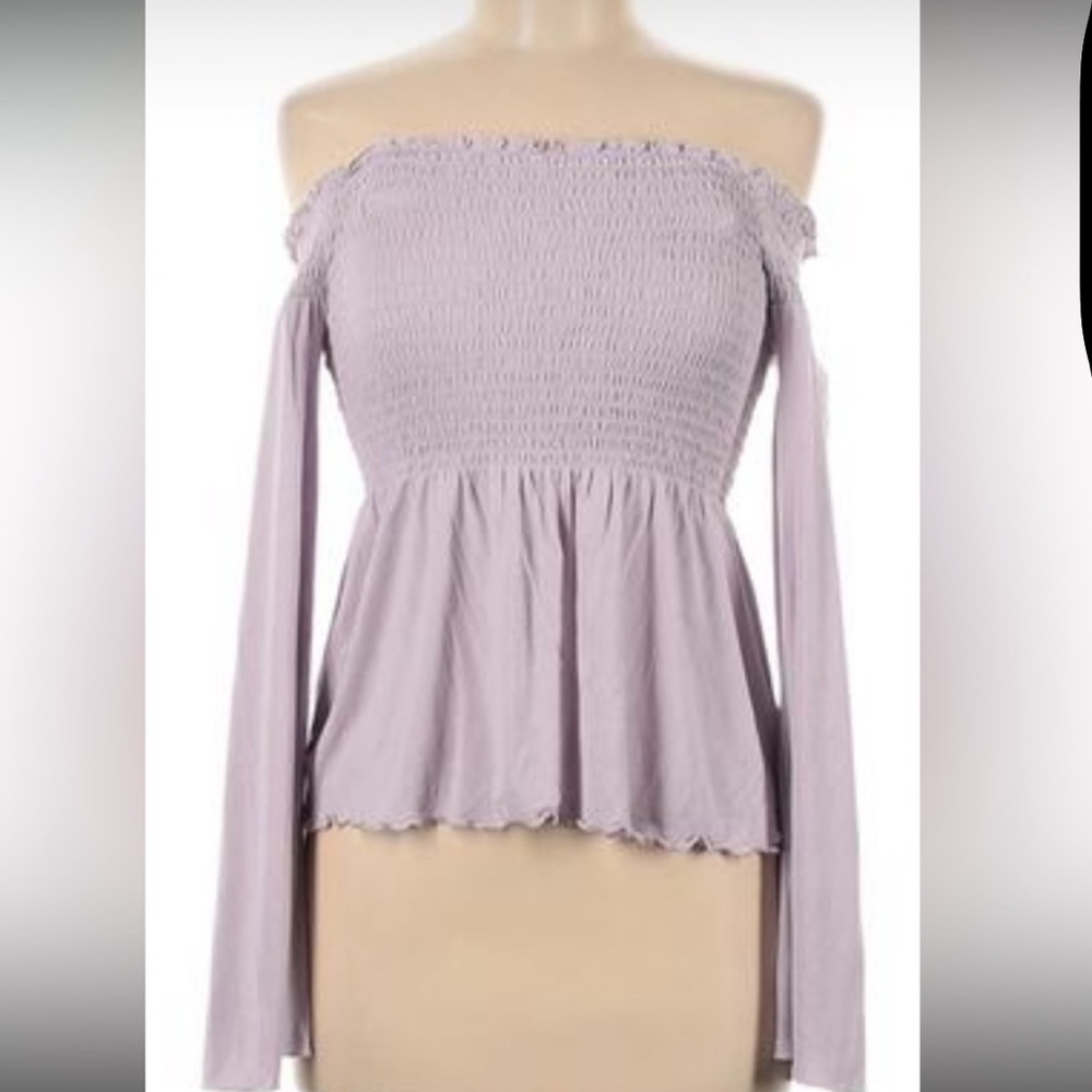 American Eagle Outfitters Off-Shoulder Light purple mauve Blouse medium - Picture 2 of 5